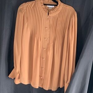 Calvin Klein Women's Pleated Blouse - Tan Copper color